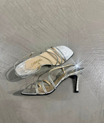 Silver Chanel Open Sandals