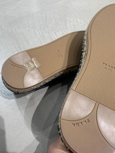 Prada Black Leather Sporty Flats