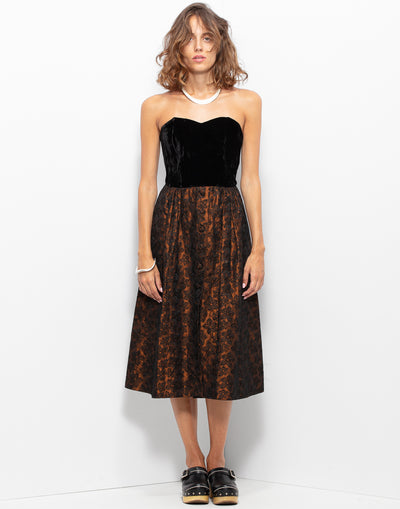 Sartorial Black Velvet Bustier Dress
