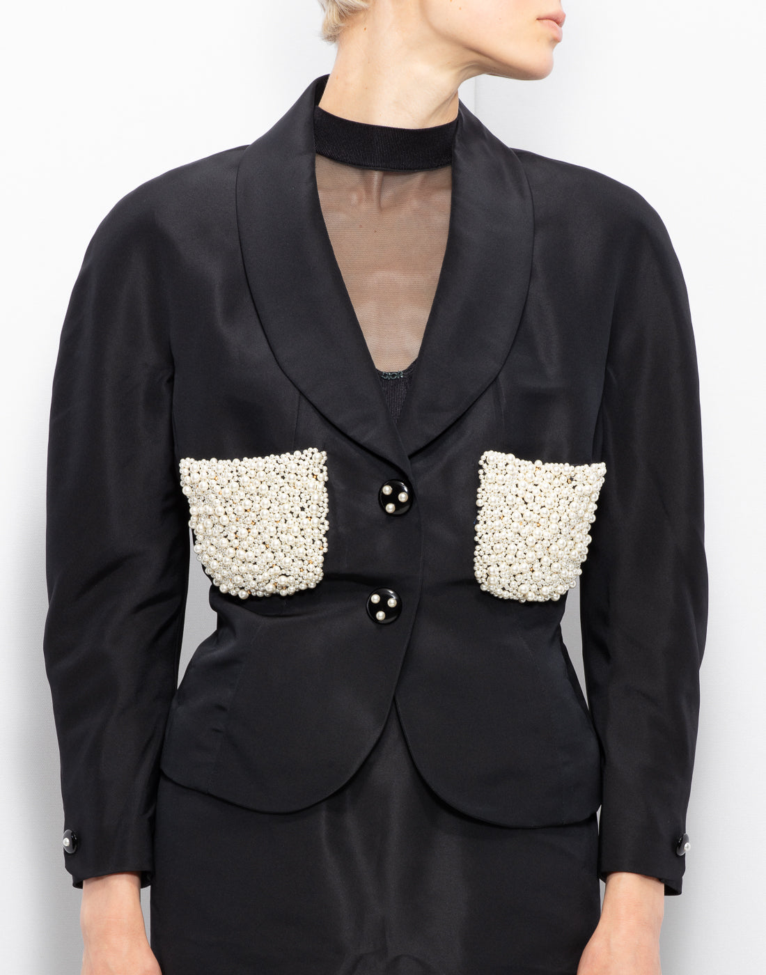 Chanel 80's Jacket Suit With Pearl Pockets
