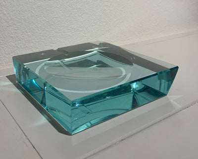 Classic Glass Ashtray in Aquamarine Colour