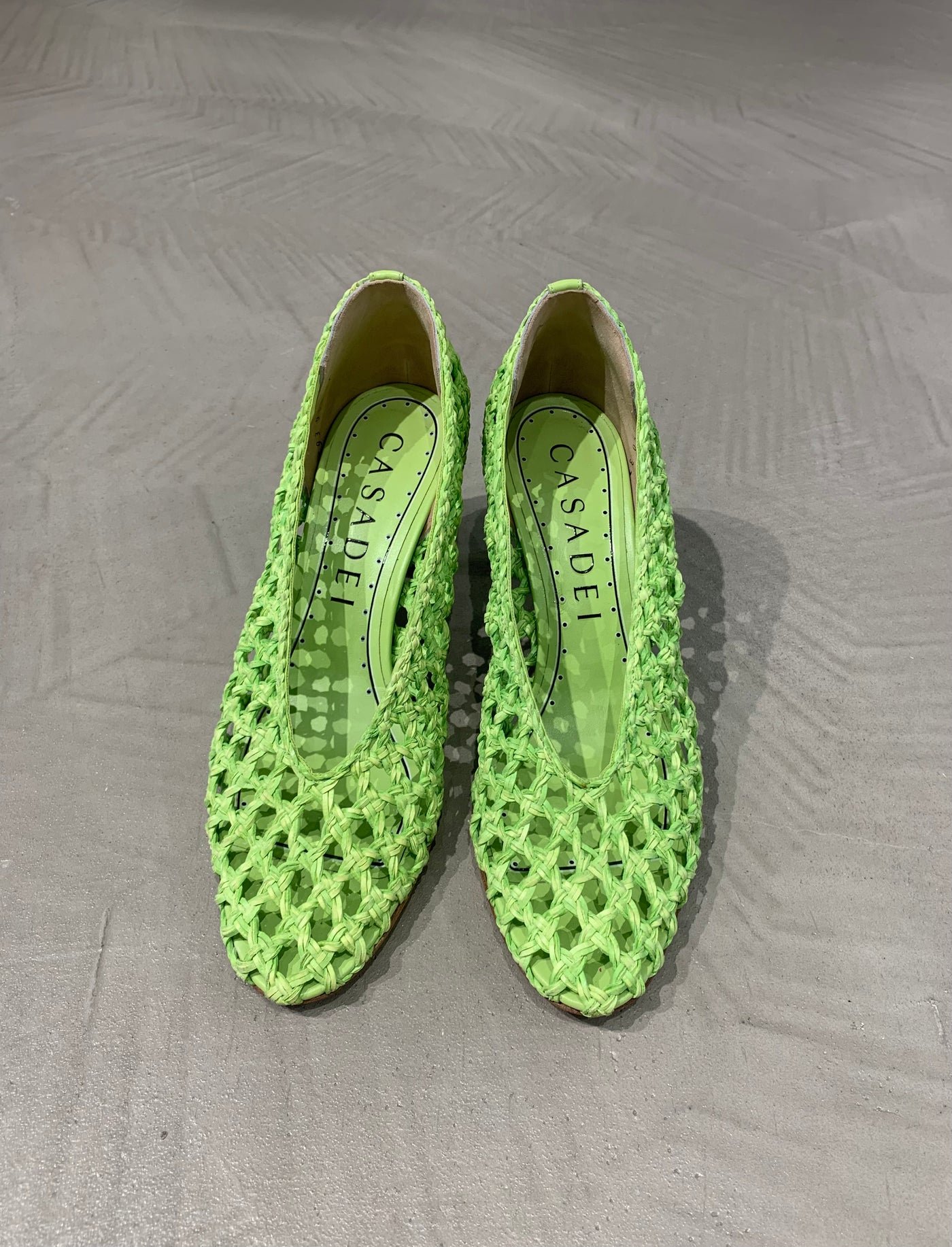 Casadei Acid Green Summer Pumps