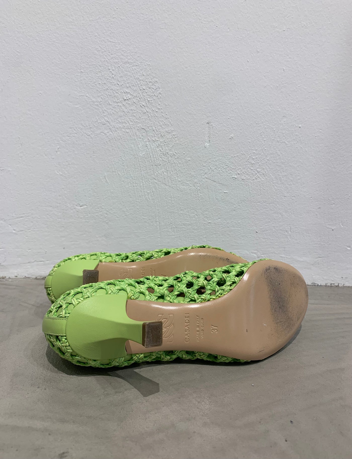 Casadei Acid Green Summer Pumps