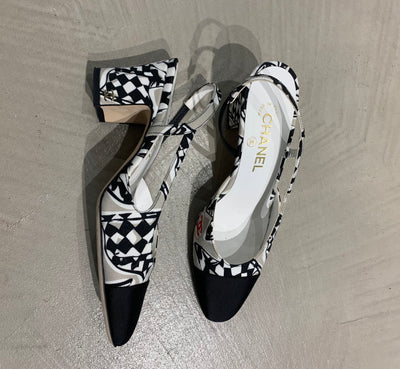 Beautiful Black & White Slingback by Chanel