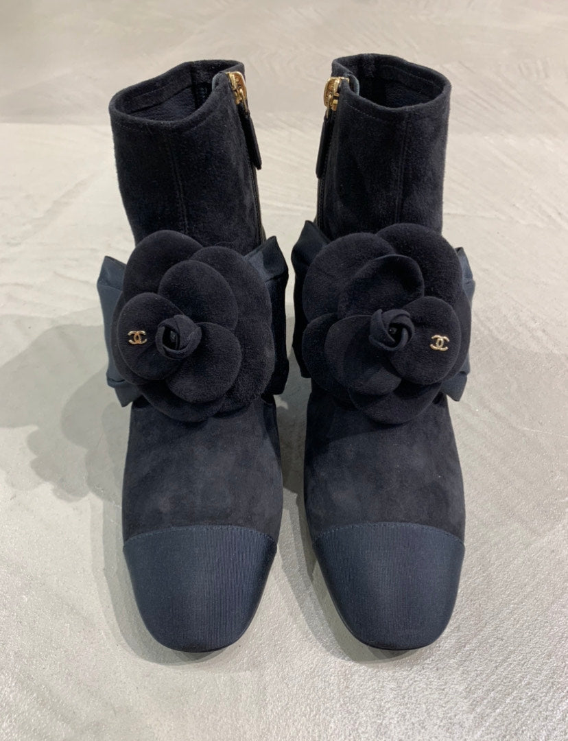 Chanel Black Suede Boots