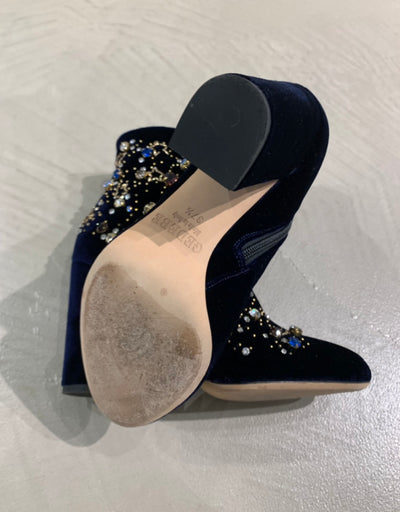 Beautiful Dark Blue Velvet Boots