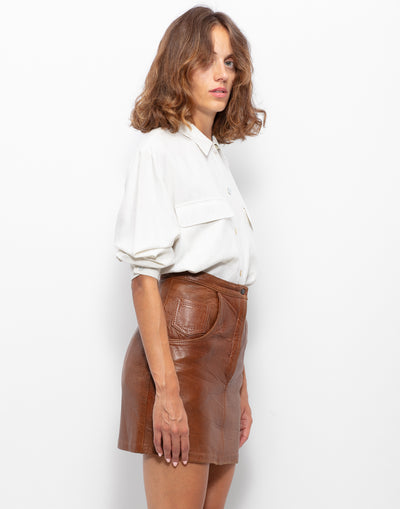 Soft leather mini skirt