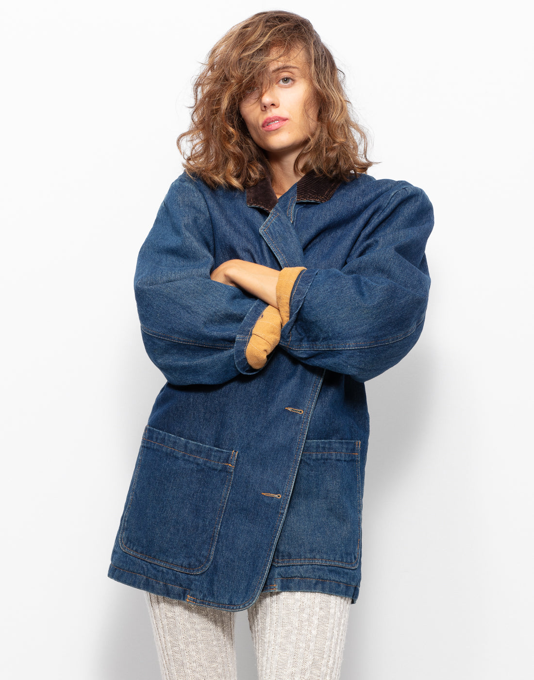 Kenzo jeans caban with contrasting velour collar