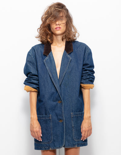 Kenzo jeans caban with contrasting velour collar