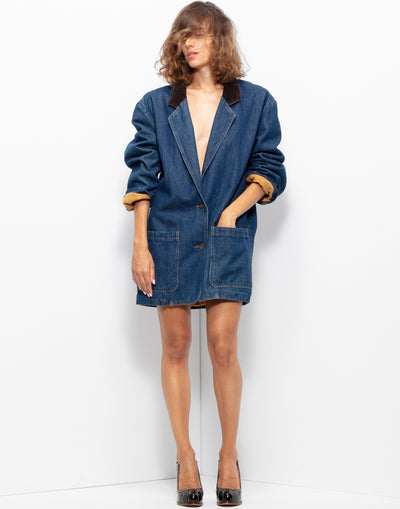 Kenzo jeans caban with contrasting velour collar