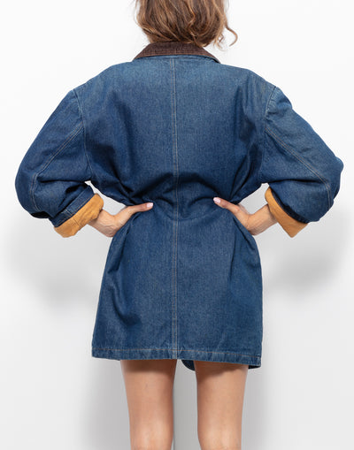 Kenzo jeans caban with contrasting velour collar