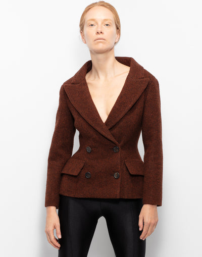 Prada Fitted Mixed Wool Double Breast Blazer