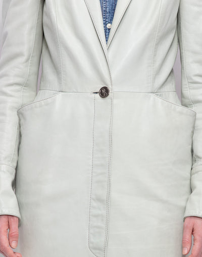 Beautiful Leather Coat/Or Dress In Cool White By Roberta Di Camerino