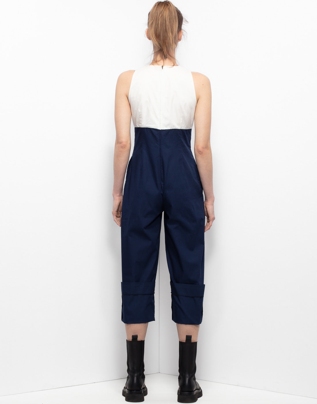 Vintage sartorial sleeveless jumsuit in double color