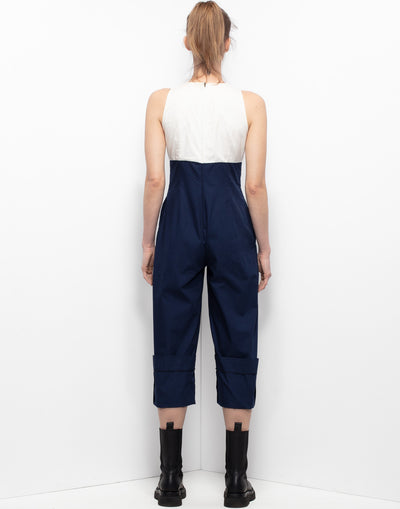 Vintage sartorial sleeveless jumsuit in double color