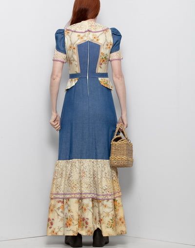 Long Dress With Mixed Fabrics From The Late 60's