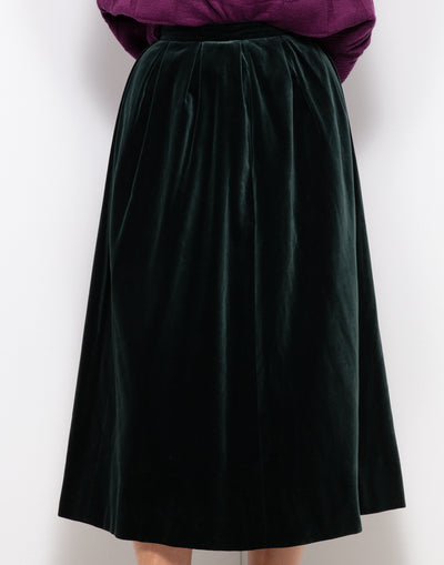Ysl Forest Green Velvet Skirt