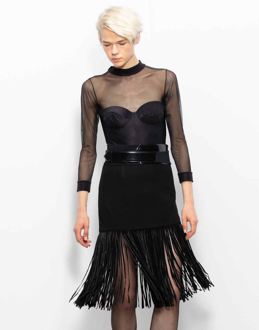 YSL Fringe Suede Skirt