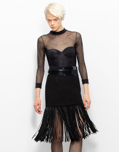 YSL Fringe Suede Skirt