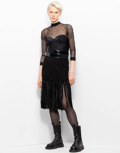 YSL Fringe Suede Skirt