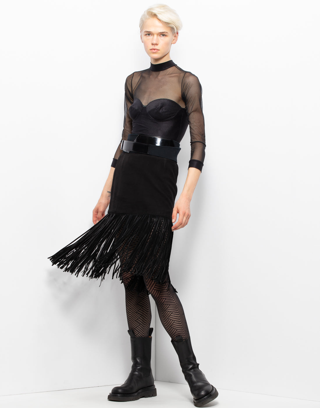 YSL Fringe Suede Skirt