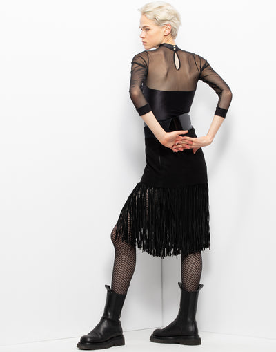YSL Fringe Suede Skirt