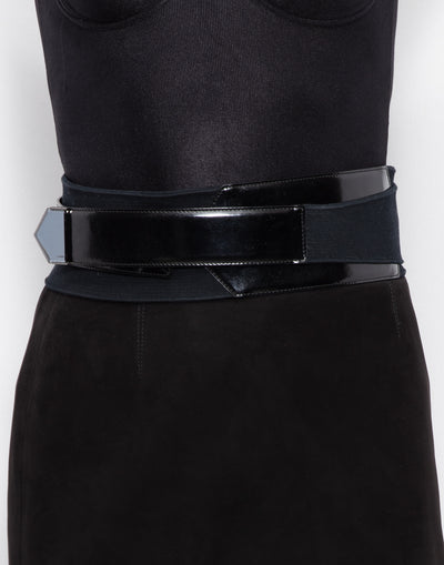 Gucci Wide Elastic & Leather Belt