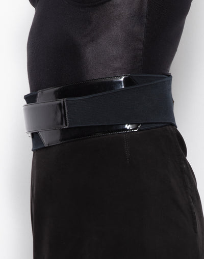 Gucci Wide Elastic & Leather Belt