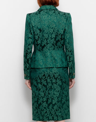 Beautiful YSL Rive Gauche Silk Skirt Suit In Forest Green