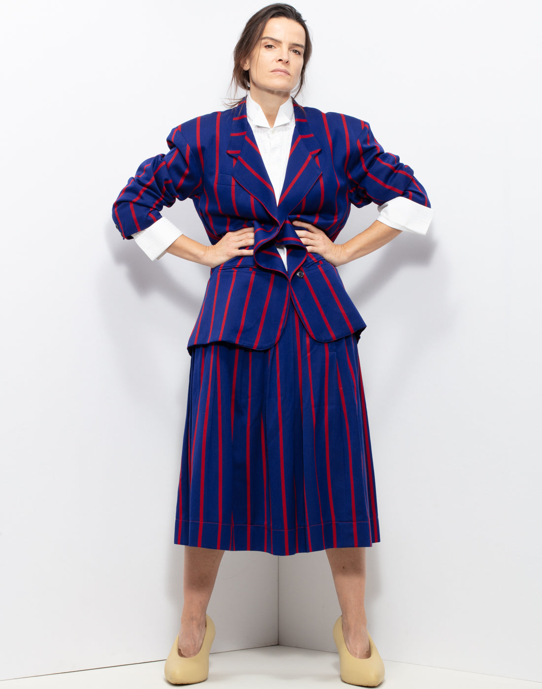 Funky Striped Skirt Suit