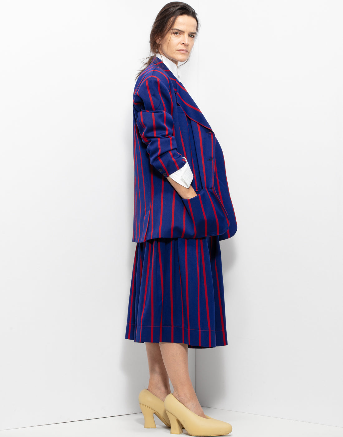 Funky Striped Skirt Suit