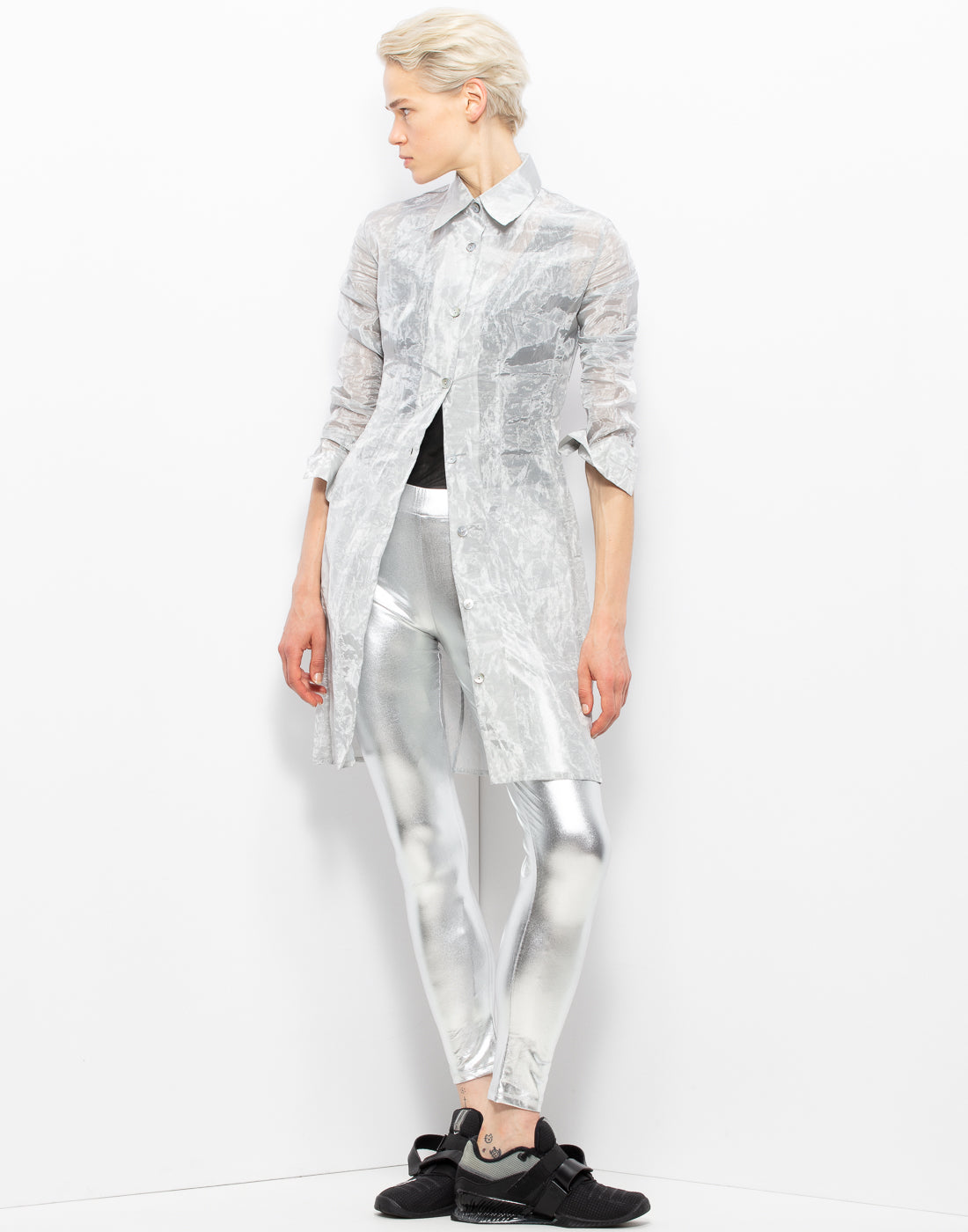 Silver Semi Sheer Blouse