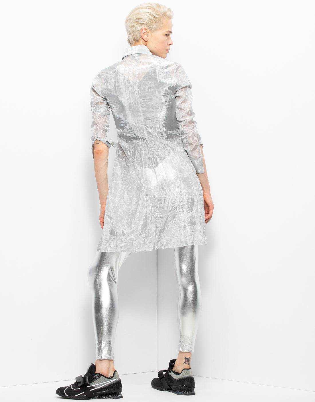 Silver Semi Sheer Blouse