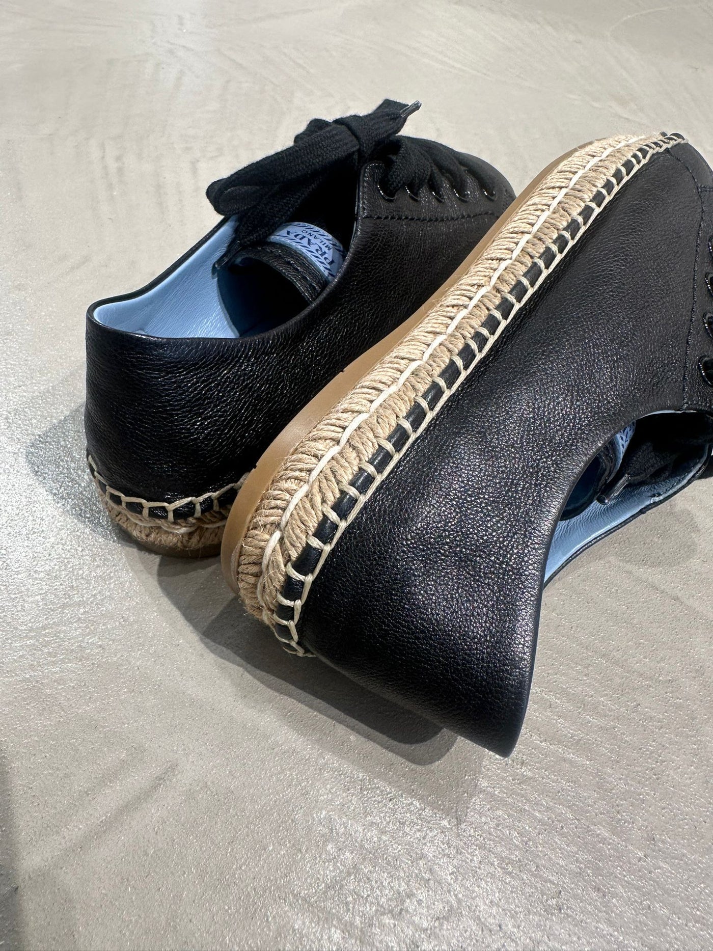 Prada Black Leather Sporty Flats