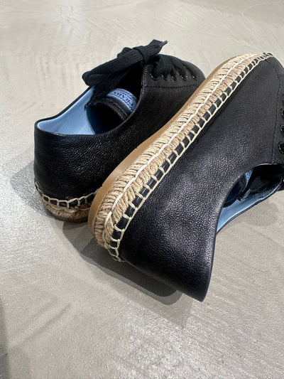 Prada Black Leather Sporty Flats