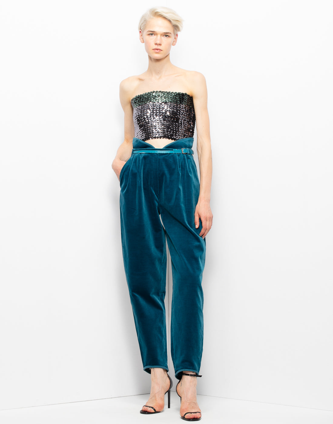 Gianni Versace High Waisted Velvet Trousers