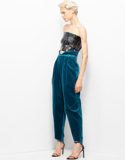 Gianni Versace High Waisted Velvet Trousers