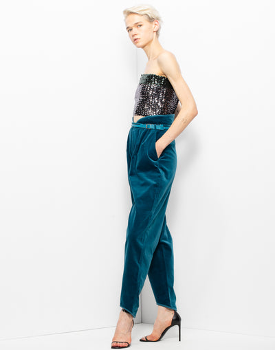 Gianni Versace High Waisted Velvet Trousers