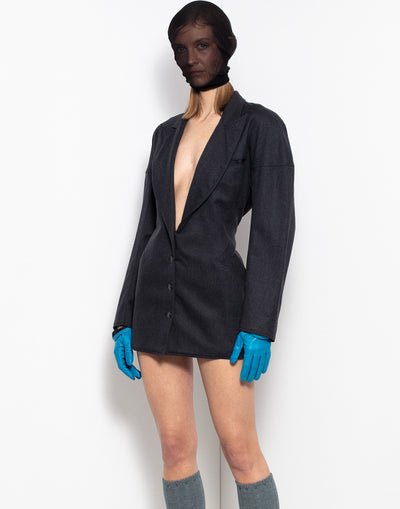 Vintage Alaia wool jacket with fitted waist and tail