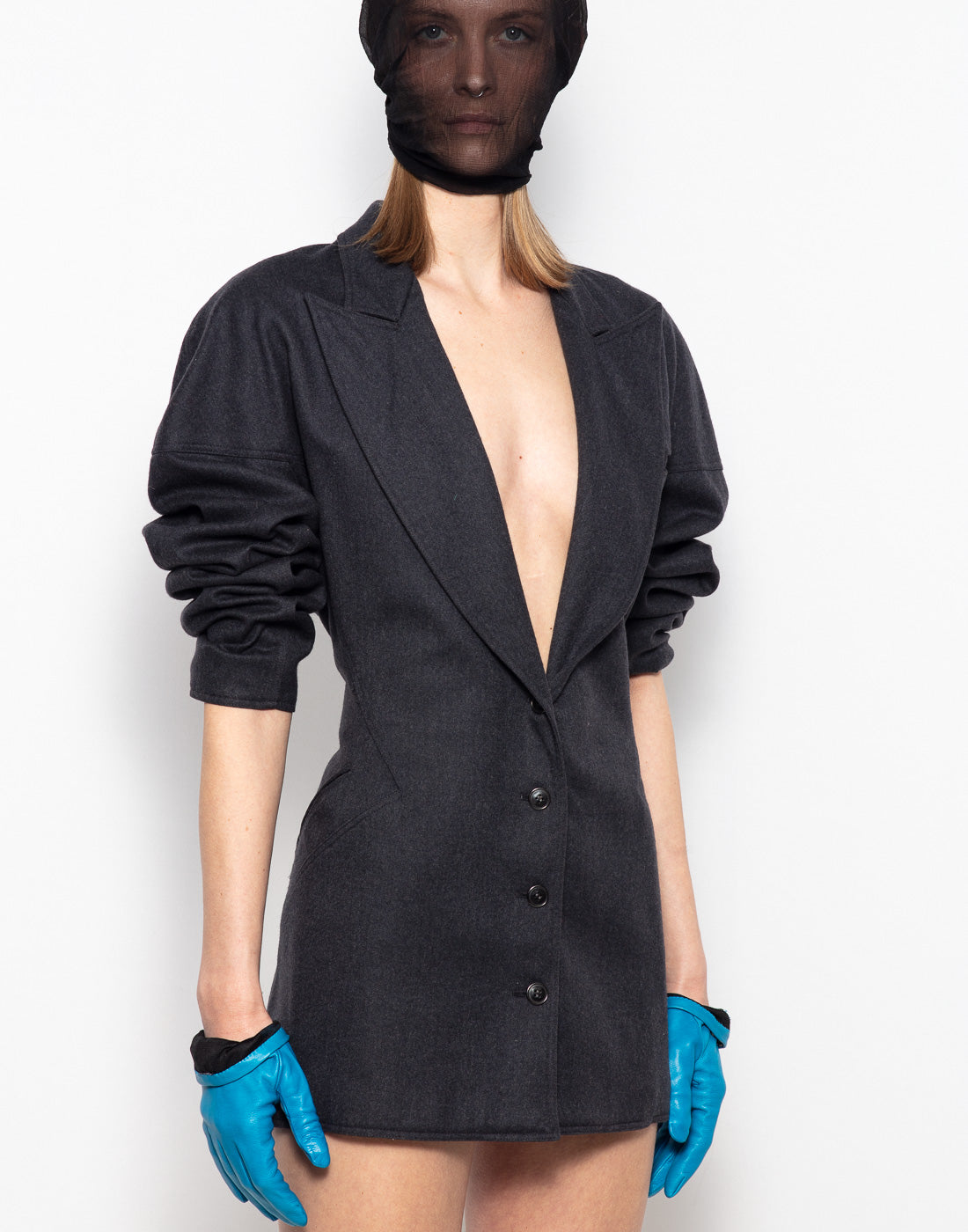 Vintage Alaia wool jacket with fitted waist and tail