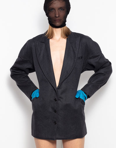 Vintage Alaia wool jacket with fitted waist and tail