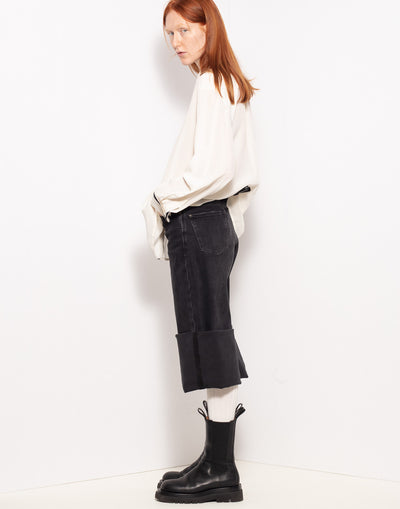 Vintage Celine silk blouse with contrasting bord and statement buttons