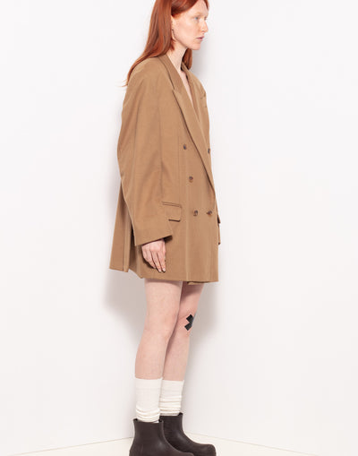 Vintage double breast oversized wool jacket in camel color