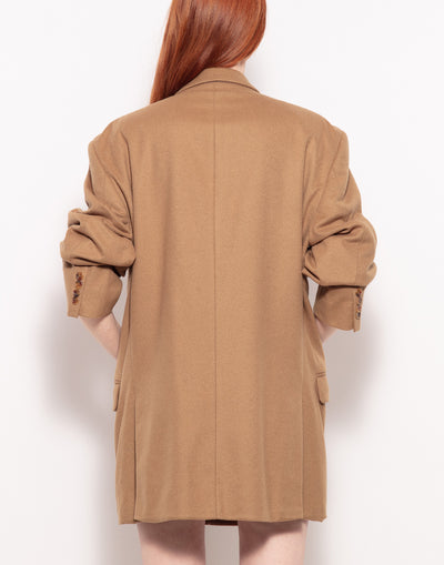 Vintage double breast oversized wool jacket in camel color