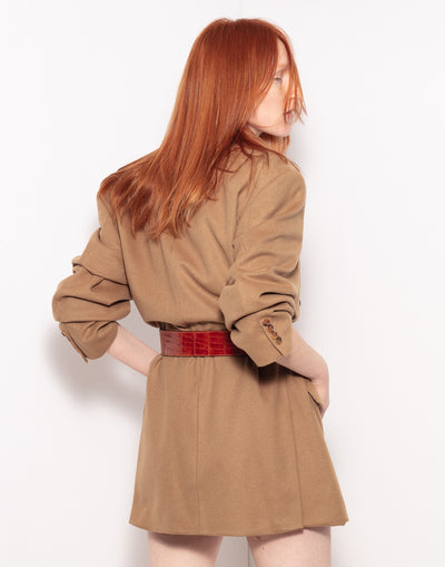 Vintage double breast oversized wool jacket in camel color