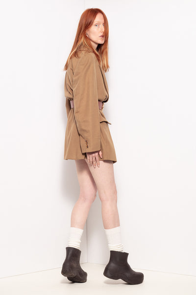 Vintage double breast oversized wool jacket in camel color