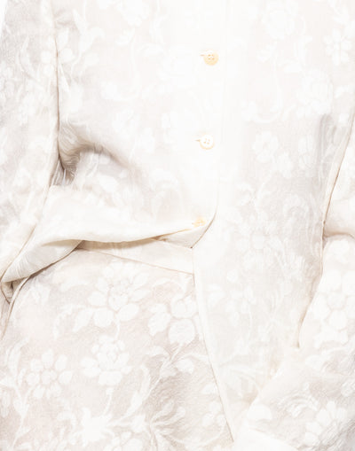 Vintage Armani white bermuda + shirt set with lace embellishment