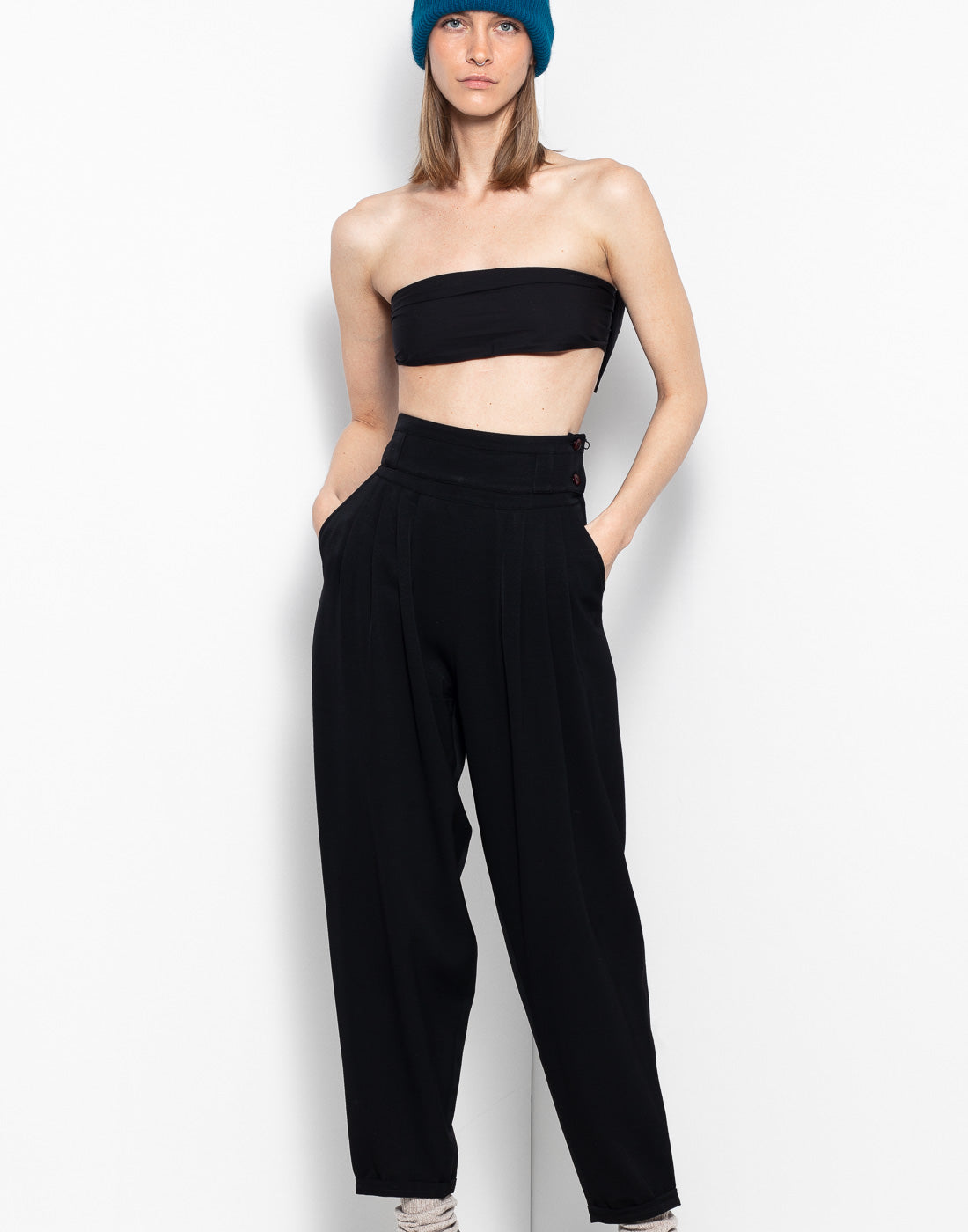Vintage black sartorial trouser with beautiful detailing