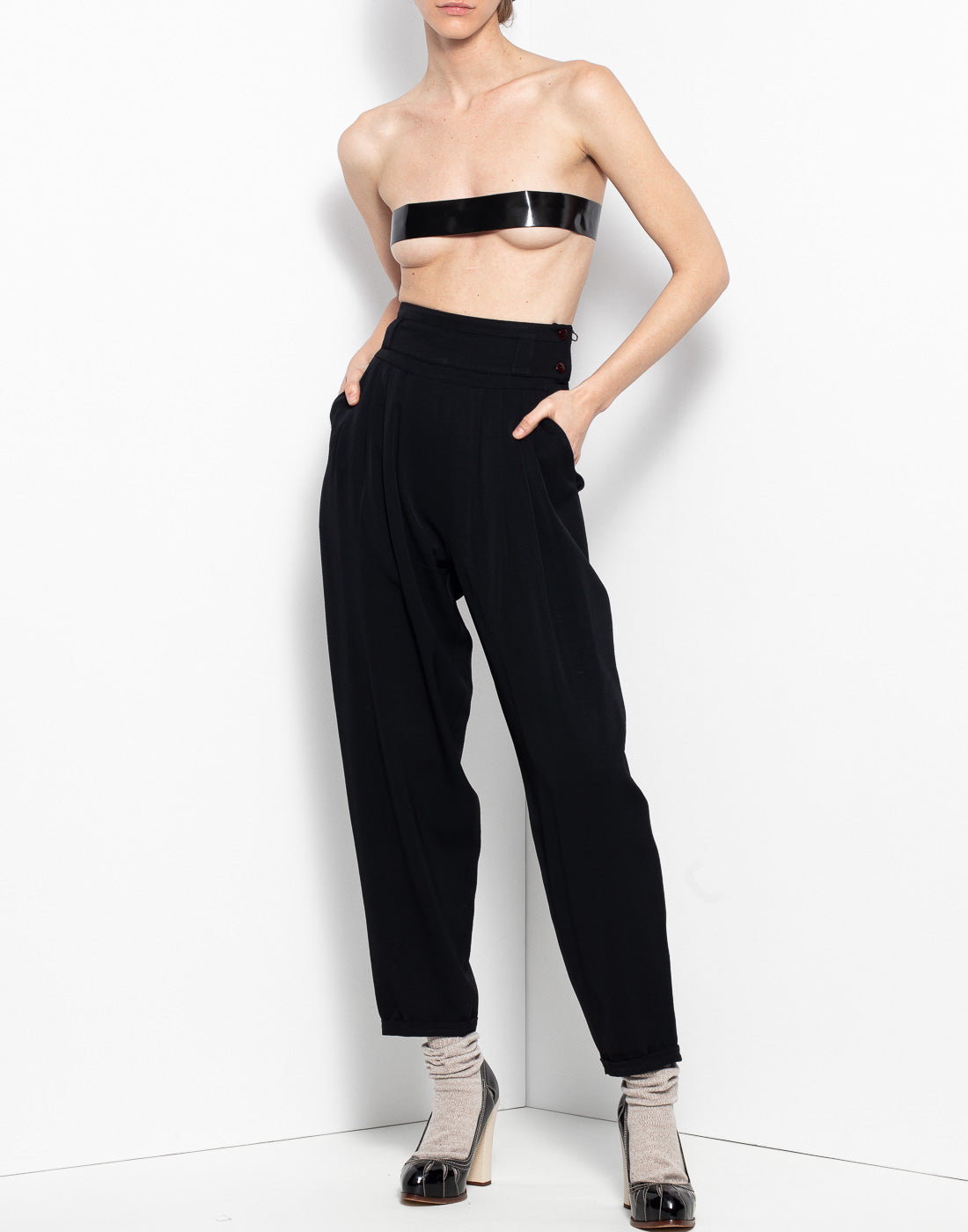 Vintage black sartorial trouser with beautiful detailing