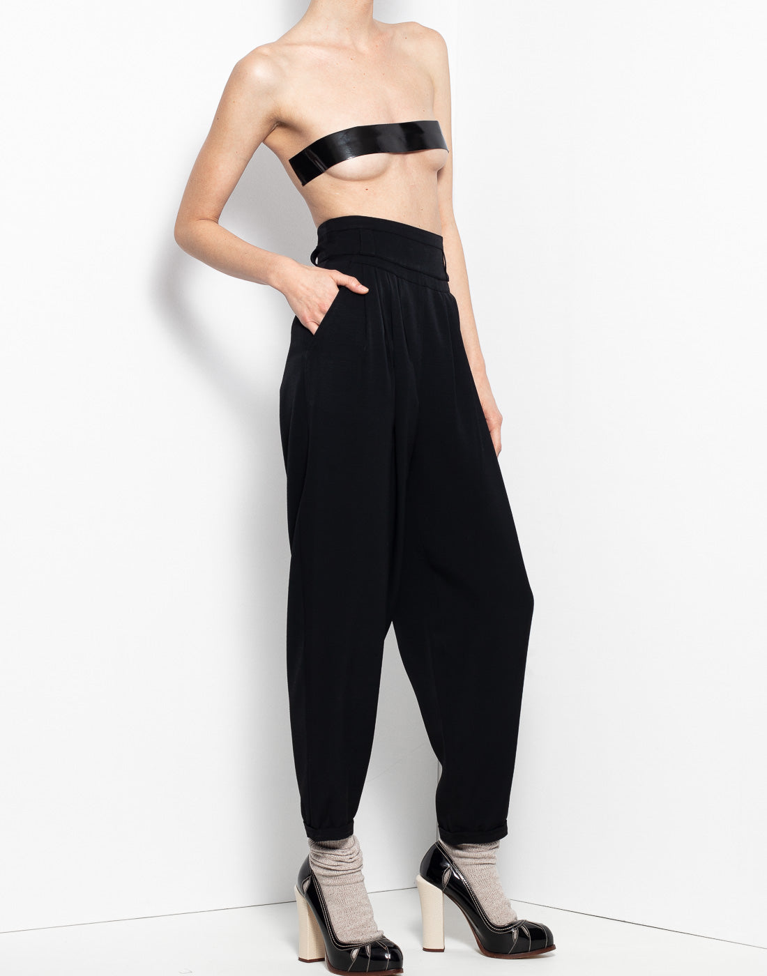 Vintage black sartorial trouser with beautiful detailing